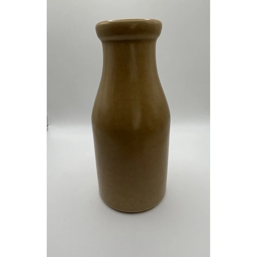 Vintage Pfaltzgraff Folk Art Stoneware Vase Brown Blue Floral Pottery 7.5